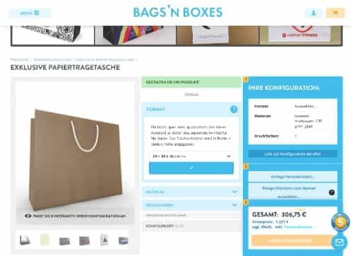 Bags'n Boxes Website Mockup